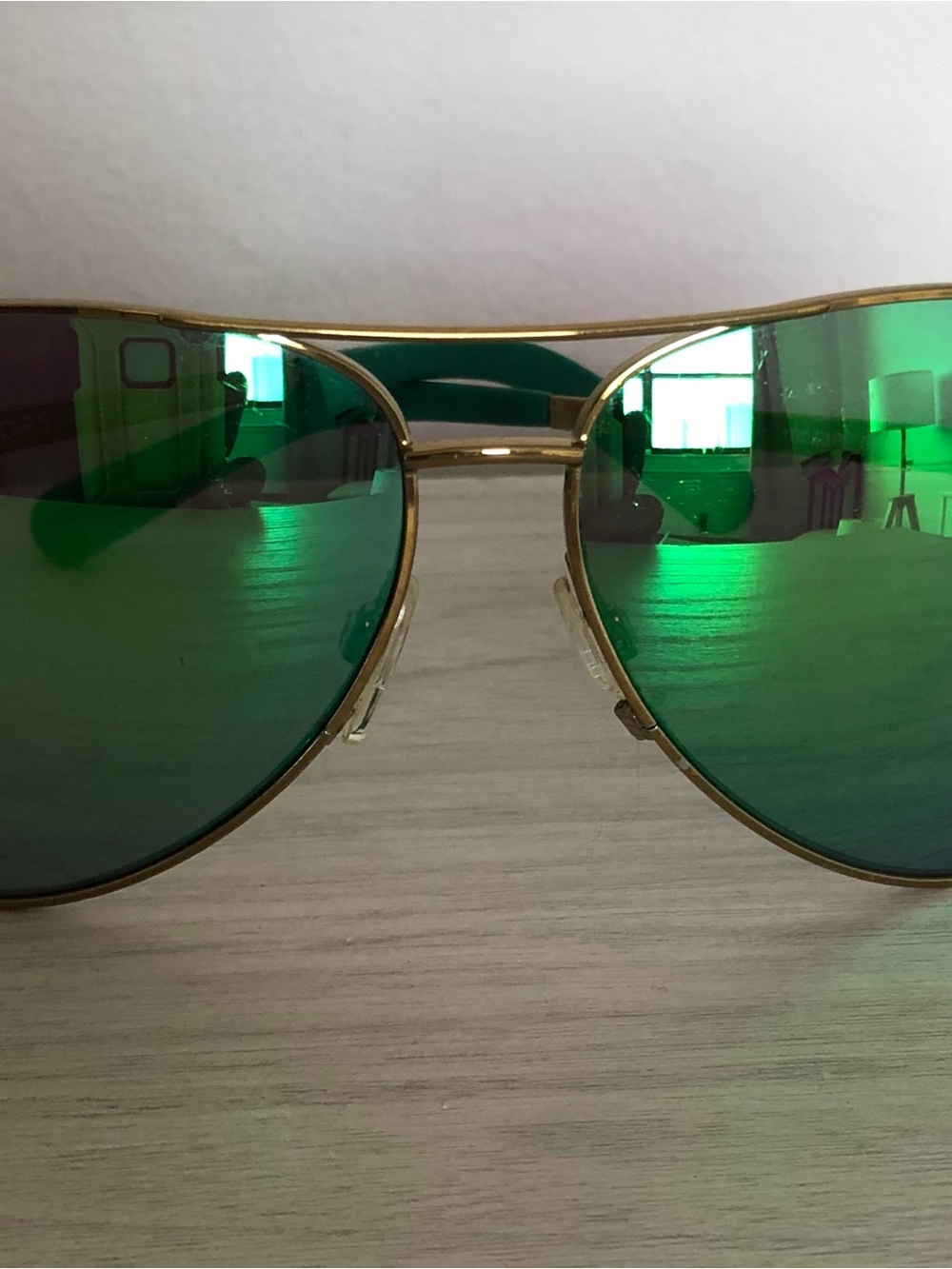 Michael Kors Chelsea Aviator Sunglasses Gold Green Mirror MK 5004